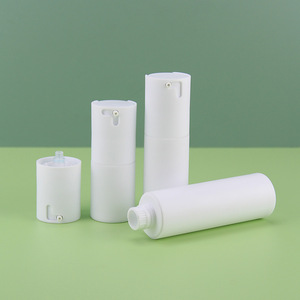 Vente en gros de flacons pompe sans air pour lotion, revitalisant, fond de teint, crème, 15 ml, 30 ml, 50 ml, blanc, avec système de rotation gauche-droite pour déverrouillage - Product Image 2