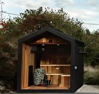 Kompor listrik kelas atas 4 orang, ruang Sauna uap kayu Modern luar ruangan uap basah besar fungsi uap merah Cedar
