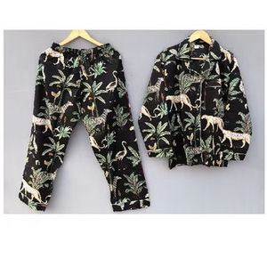 ชุดนอนผ้าฝ้าย100% สำหรับผู้หญิงชุดนอนพิมพ์ลายสัตว์ลายดอกไม้สไตล์ดีไซเนอร์ - Product Image 3