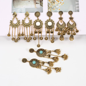 Bohemian Turquoise Drop <b>Earrings</b> Alloy <b>Tassel</b> Women's Party Jewelry Fashion Statement <b>Earrings</b> - Product Image 1