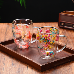 <b>Net</b> Red Double-Layer Glass Thermal <b>Insulation</b> Reusable Back School Drinkware Supply High-Value Quicksand Gypsophila Dried Flower - Product Image 1