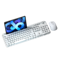 Clavier et souris sans fil Offre Spéciale Ensemble clavier ultra-mince chocolat à double mode Clavier de charge à touches rondes de style punk rétro