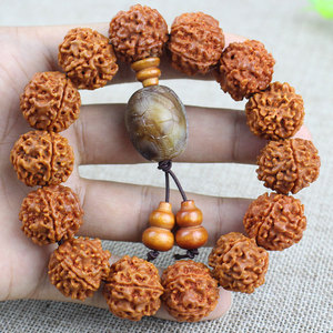 Bracelet en graines de Bodhi Vajra 18-20mm 14 perles, bijoux bouddhistes népalais à cinq pétales pour hommes, style ethnique, design géométrique - Product Image 2