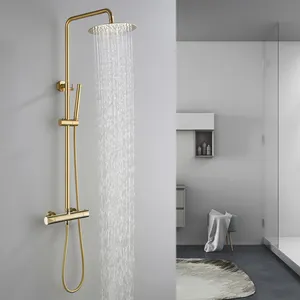 Modern Bathroom Wall-mounted Shower Column System Thermostat Mixer Faucet Bath And Shower Faucet Set