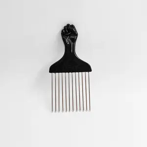 Metal Hair Picks Afro Pick Comb Peruca Braid Hair Detangle Styling Comb Lift Pick Comb Ferramenta para Mulheres Homens Curly Hair Styling Tool