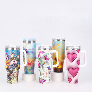 Custom 40oz Stainless Steel Tumbler with <b>Straw</b> and Handle Vacuum <b>Insulated</b> Travel Mug Leakproof Car Coffee <b>Cup</b> Printed Design - Product Image 5