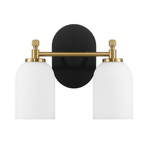 Lámpara de Pared Tradicional para Baño, 2 Luces, Cristal Esmerilado, Cuerpo de Metal, LED Blanco Cálido 3500K, IP44 - Product Image 1