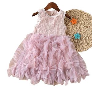 Vestido de Encaje Rosa para Niña de 2 Años, Estilo Princesa, para Boda, Verano, Disponible en Stock, Económico, Europeo - Product Image 1