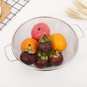 Stainless Steel Fruit And Vegetable Basket 18cm 21cm 24cm 26cm 28cm Double Handled Strainer For Kitchen Use - Product Image 1