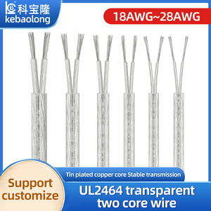 Cabo de Alimentação LED UL2464 Transparente com Revestimento em PVC 20/22AWG 2 Vias para Luzes Neon, Lustres e Fios Eletrônicos Redondos de Cristal - Product Image 3