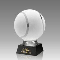 Trofeo de Baloncesto de Cristal Noble Sandblasting con Base Negra Grabada Personalizada, Premio Deportivo de Cristal para Recuerdo de Campeonato