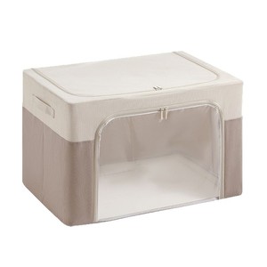 Foldable Clothing Organizer <b>Storage</b> <b>Box</b> With Waffle Mesh And Clear Window Steel Frame Rectangle Shape For Home Use - Product Image 5
