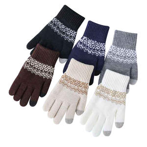 Double Layer Jacquard Knit Wrist-Length <b>Gloves</b> Thermal Winter Cotton/Polyester/Spandex <b>Touchscreen</b> Outdoor Fashion Cold - Product Image 2