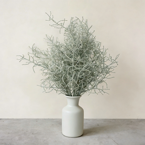 Bouquet artificiel de 40 cm avec 11 <span class=keywords><strong>t</strong></span>êtes de corail et de santolina, <span class=keywords><strong>83</strong></span> feuilles, en plastique écologique durable, pour décoration intérieure de bureau - Product Image 2
