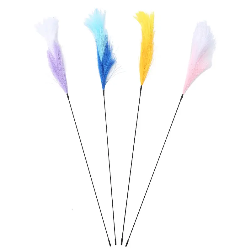 Small hair string color-blocking simulation reed funny cat stick pet supplies cross-border spot fairy wind cat toys