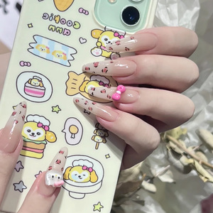 Qianya TikTok Viral Press on Nails 10 piezas-Sparkling Diamond Butterfly Hecho a mano Otoño Invierno Juego de uñas postizas para Cool Girls - Product Image 5