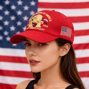 Cappellino da Baseball Patriottico Regolabile con Bandiera USA Ricamata e Aquila Calva per il 250° Anniversario degli Stati Uniti - Product Image 1