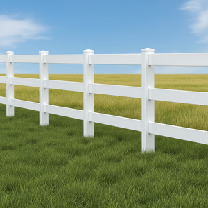 Valla de PVC Blanca para Caballos, Postes de Granja y Corrales de Ganado, Duradera y Ecológica, con Servicio de Modelado 3D - Product Image 1