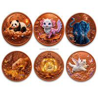 Série Fantaisie Mignonne Faune Sauvage Pièce de Monnaie en Cuivre Pur 999 de 1 oz avec Panda, Dragon, Tigre, Renard, Chat en Relief 3D – Pièce de Collection