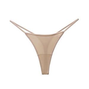 String basique taille basse confortable, culotte T-back avec imprimé zèbre/léopard, string sexy à fines bretelles, lingerie en soie glacée, logo à la taille - Product Image 6