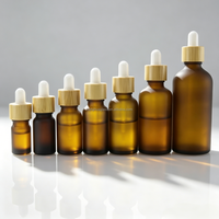Botol Minyak Esensial Kaca Amber Frost Coklat 5ml 10ml 15ml 20ml 30ml 50ml 100ml Custom dengan Tutup Kayu Bambu - Promo Hot Sale