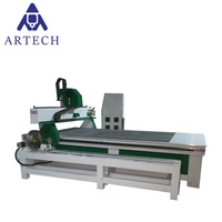 Machine de gravure rotative CNC 3D pour le travail du bois, logiciel Type3, 4 axes, 3KW, refroidissement par eau, pompe simple, ARTECH NC Studio PLC