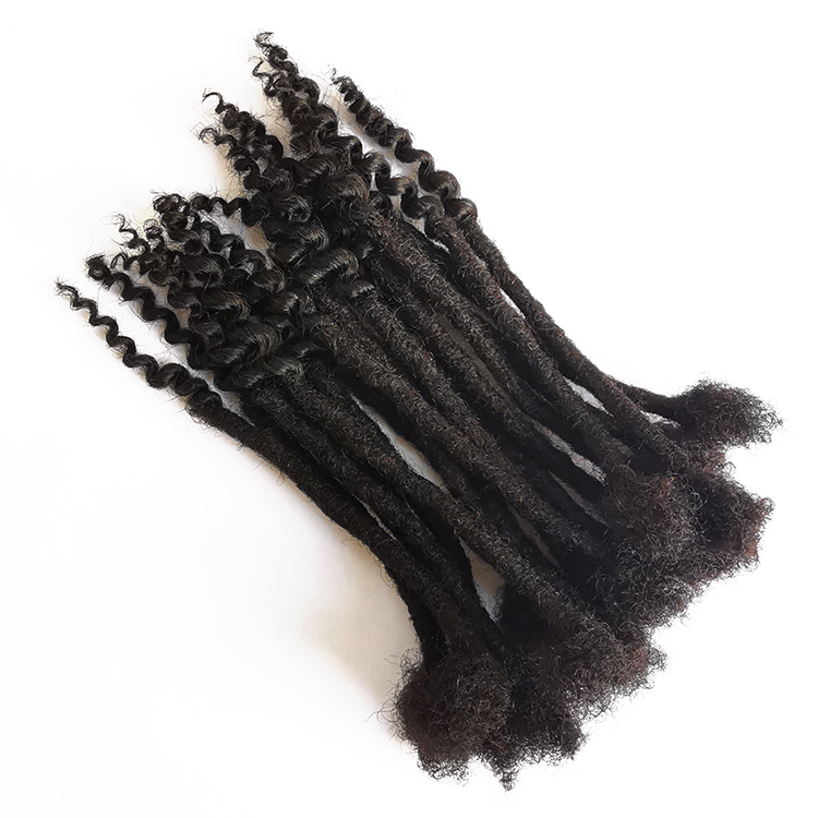 KAMA Goddess Locs Brazilian Hair Crochet Braid Soft Dreadlocks with Curly Ends Straight Faux Locs with Straighter Middle Section Detail Section 4
