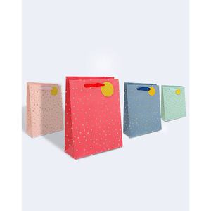 Sacchetti Regalo per Feste con Pois Dorati, Misura M 26x32x10cm - Product Image 1