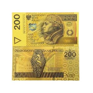 6 نماذج من الأوراق النقدية البولندية الجميلة الملونة مطلية بالذهب عيار 24 قيراط للهدايا - Product Image 3