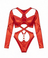 Monokini à manches longues découpé avec anneau métallique personnalisé, style caribéen pour le Carnaval, costume de lundi, fournisseur de marque privée