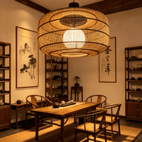 Luminaire sur mesure, grand lampadaire en rotin tissé, style japonais moderne, lustre pour hôtel, restaurant, villa, décoration