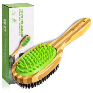 Eco-friendly Double-Sided Beauty Bamboo Wooden Needle Comb Pet Grooming Tool Dog <strong>Cat</strong> Massage Hair Brush Flea Knot Removal - Product Image 1