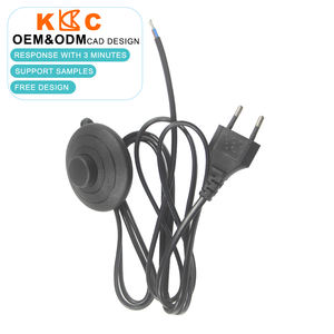 Eu Plug Extension Cable Floor Black Foot Pedal Push Switch Round Inline Lamp <b>Light</b> On-Off Control Switch Extension Cord - Product Image 1