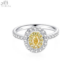 Bijoux élégants à la mode bague Antique fantaisie bague en diamant jaune or blanc 18 carats véritable bague en diamant naturel bijoux pour cadeau - Product Image 1