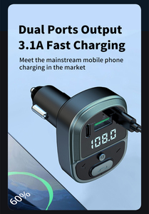 Reproductor MP3 Bluetooth para Auto, Cargador Rápido para Auto con Doble USB-C, Kit de Manos Libres, Transmisor FM Inalámbrico, <span class=keywords><strong>Modulador</strong></span> para Auto - Product Image 4