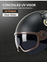 Nouveau casque demi-coque rétro vintage pour moto, en plastique ABS, avec visière UV intégrée, coque noire mate, idéal pour les vacances à la plage