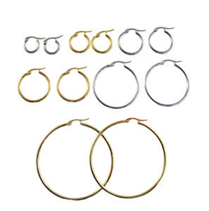 Non-allergenic Surgical Steel Women's Silver &amp; Rose <strong>Gold</strong> Plated Round Hoop <strong>Sleeper</strong> <strong>Earrings</strong> - Product Image 3