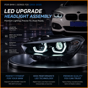 Para <span class=keywords><strong>BMW</strong></span> <span class=keywords><strong>Serie</strong></span> <span class=keywords><strong>1</strong></span> F20 F21 2015-2018, Actualización Facelift al Estilo M3 Competition 2023, Conjunto de Faros Delanteros Bi-LED Hexagonales con DRL - Product Image 2