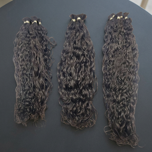 Loose <b>Deep</b> <b>Wave</b> Curly Human Hair Natural Black Remy Hair Long Length Bulk Virgin Cuticle Aligned - Product Image 3