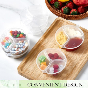 ภาชนะใส่ซอสแบบใช้แล้วทิ้ง 10 ชิ้น แบบหนา 3 ช่อง ปิดผนึกอย่างดี เกรดสำหรับอาหาร ภาชนะใส่ซอสแบบแบ่งช่อง - Product Image 5