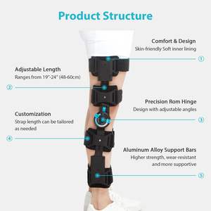 Penyangga lutut, kualitas berengsel rom tiang op lutut pelindung imobilisasi orthosis - Product Image 2