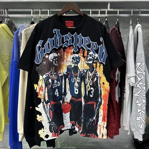 T-Shirt di Lusso Streetwear da Uomo con Stampa Grafica, Design di Marca, Lavaggio Acido, Teschio Vintage, Magliette Oversize per Uomo - Product Image 1