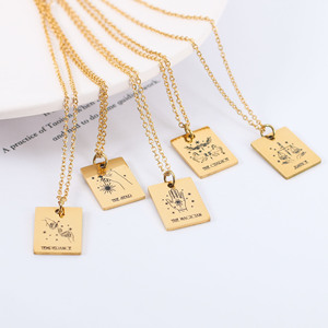 Collar con colgante Rectangular Retro para mujer, collar de la Serie 22 cartas del Tarot Magician <span class=keywords><strong>the</strong></span> Fool <span class=keywords><strong>Priestess</strong></span> - Product Image 1