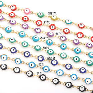 Chaîne Œil Turc en Acier Inoxydable avec Gouttes Émaillées, Apprêts de Bijoux pour Bricolage, Chaîne Colorée Bobine de 50M, Printemps 2024, Origine Yiwu - Product Image 2
