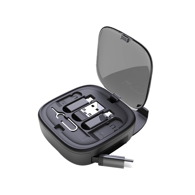 Multifunction Retractable Cables BOX 6 in 1 Charging Cable Adapter Set Perfect Gift Desk Stand Travel Cable Adapters Kit Box