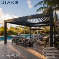 Pérgola de Aluminio Jiake 8x10 con Techo de Láminas Motorizadas para Piscina en Patio Trasero Grande, Pabellón de Jardín Bioclimático de Aluminio