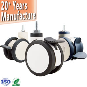 PU Doppel-Schwenkrollen mit Bremse 3 4 5 Zoll TPR Universal Gewindestange Möbel Krankenhaus Bett Rollen - Product Image 1