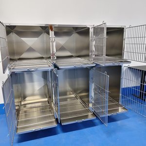 Solusi Kandang Hewan Peliharaan Modern dan Higienis, Kandang Anjing Stainless Steel dengan Roda 304, Kandang Anjing Logam Motif Hewan Modern - Product Image 3