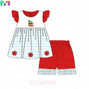 Puresun 2024 New Designs Back To School Smocked Outfits OEM ODM Baby Wholesale Girl Clothing Sets