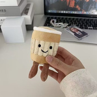 Jellycats Adorable Porte-clés en peluche en polyester en forme de tasse à café latte art, Poupée de machine à griffes, Pendentif de sac à dos et Décoration de voiture
